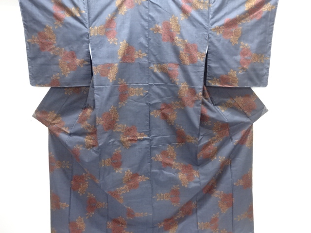 JAPANESE KIMONO / UNUSED DORO OSHIMA TSUMUGI (5 maruki) / WOVEN ROSE 